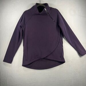 Athleta Purple Cozy Karma Asym Pullover Fleece Mock Neck Sweatshirt Size S